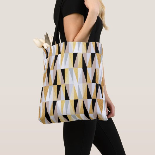 Tote Bag triangles de conception scandinave sans couture mo (De près)
