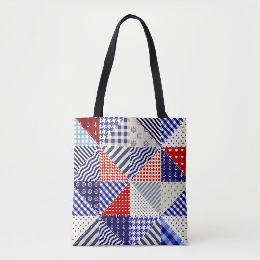 Tote Bag Triangles De Patchwork Rétro Style Nautique (Devant)