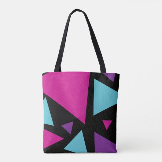 Tote Bag Triangles en rose, violet, bleu et noir (Dos)