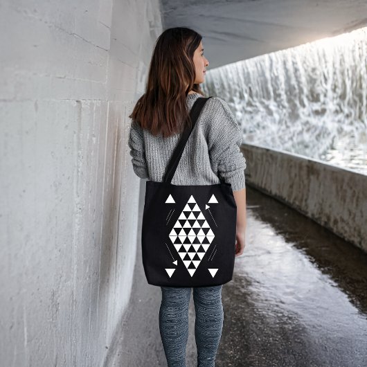 Tote Bag Triangles géométriques blancs