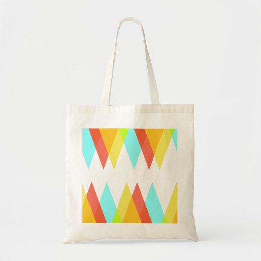 Tote Bag Triangles jaunes, rouges et bleus cadets (Devant)