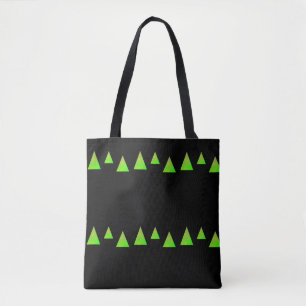 Tote Bag triangles verts Abstraits sur noir