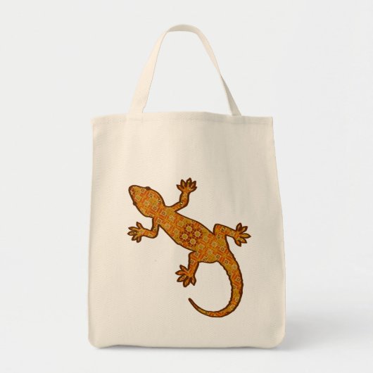 Tote Bag Tribal Batik Gecko - Rust, Amber et Tan (Devant)