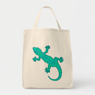 Tote Bag Tribal Batik Gecko - Turquoise et Aqua