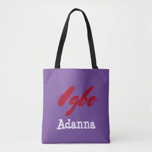 Tote Bag Tribal Igbo violet et rouge (Devant)