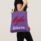Tote Bag Tribal Igbo violet et rouge (De près)