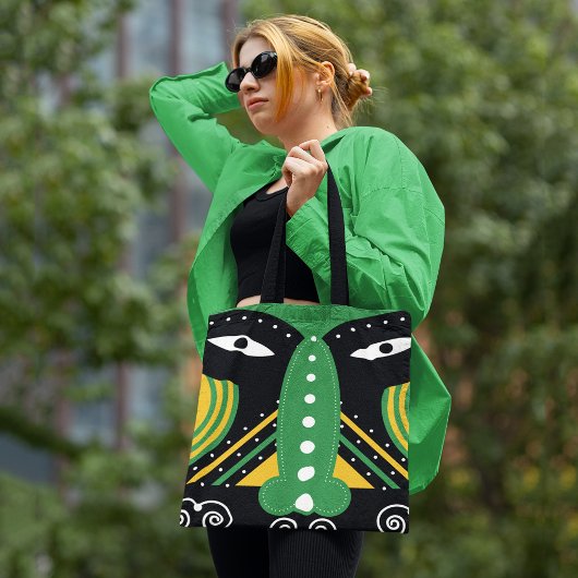 Tote Bag Tribal rituel vert