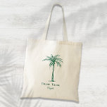 Tote Bag Tribe de mariée Green Tropical Palm Tree personnal<br><div class="desc">Ce sac fourre-tout de palmier tropical amusant avec les mots "Tribe de Mariée" en vert émeraude est le cadeau parfait pour une destination de plage tropicale ou mariage extérieur! Personnalisez-le avec le nom de votre servante.</div>