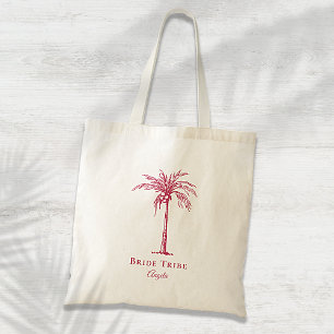 Tote Bag Tribu de la Mariée Palmier Tropical Magenta Person