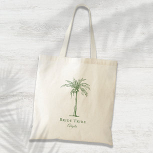 Tote Bag Tribu de la Mariée Vert Sauge Palmier Tropical Per