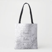 Tote Bag Tribu de mariée chic confetti argenté (Devant)