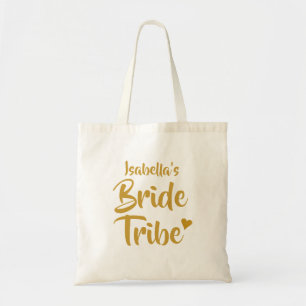 Tote Bag Tribu de mariée personnalisée Cœur en or