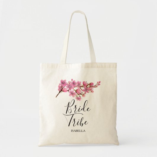 Tote Bag Tribu mariée de fleurs de cerisiers roses (Devant)