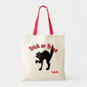 Tote Bag Trick de chat noir effrayant ou traiter bonbon (Devant)