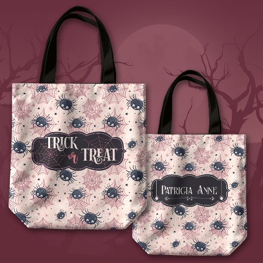 Tote Bag Trick d'Halloween mignon ou traiter araignées et é