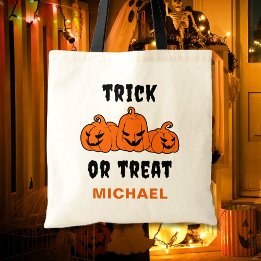 Tote Bag Trick Or Treat Citrouilles Orange Effrayantes Hall