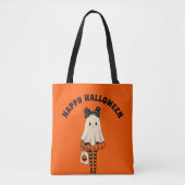 Tote Bag Trick or Treat Éffrayant Cute Ghost Happy Hallowee (Devant)