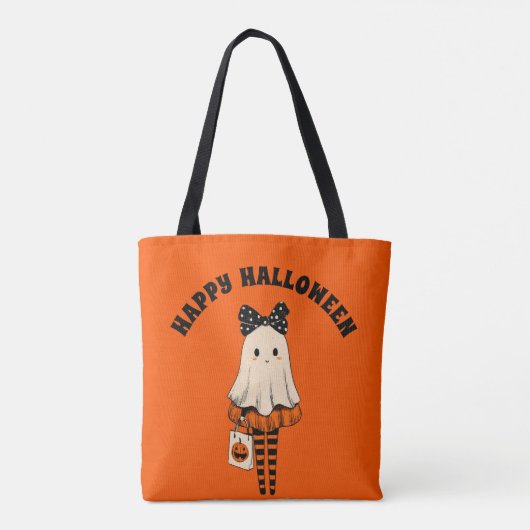 Tote Bag Trick or Treat Éffrayant Cute Ghost Happy Hallowee (Dos)