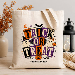 Tote Bag Trick or Treat familial personnalisé pour Hallowee