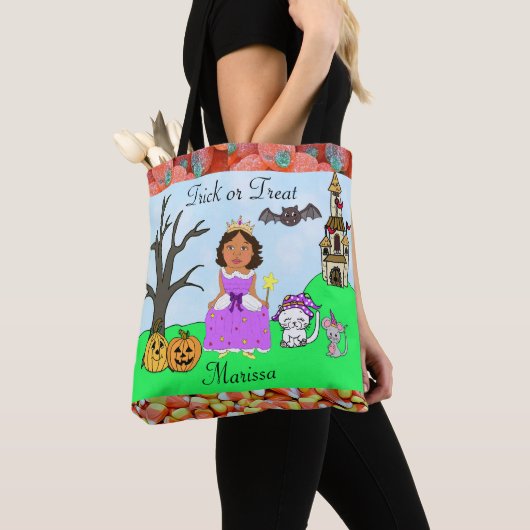 Tote Bag Trick or Treat Girl's Princess Halloween Candy (De près)