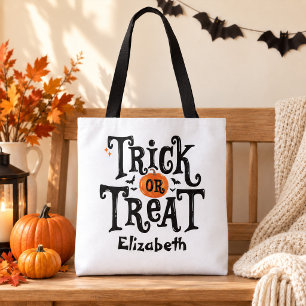 Tote Bag Trick or Treat Halloween Nom personnalisé