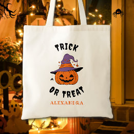 Tote Bag Trick Or Treat Nom De Citrouille Halloween Personn