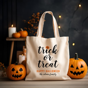 Tote Bag Trick or Treat Nom de Famille Naturel Halloween