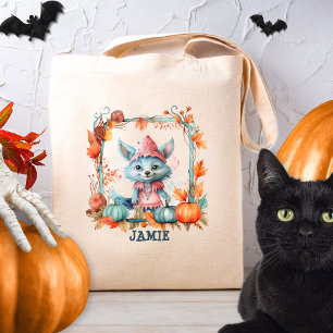 Tote Bag Trick or Treat personnalisé pour enfants Fox Hallo