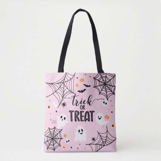 Tote Bag Trick or Treat Pink Halloween (Devant)