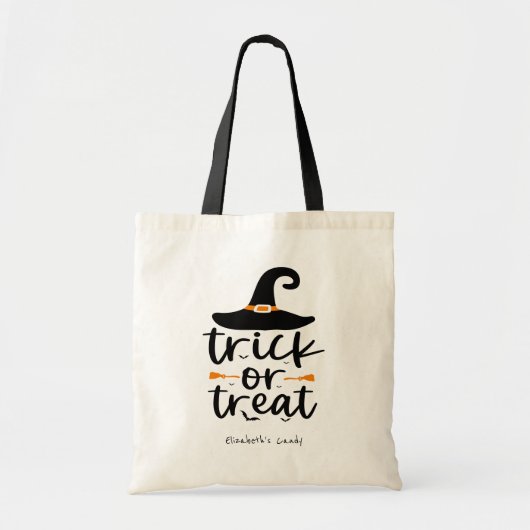 Tote Bag Trick ou traitement Casquette de sorcière personna (Devant)