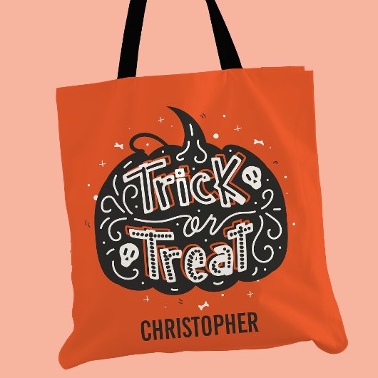 Tote Bag Trick ou traitement Citrouille Halloween personnal