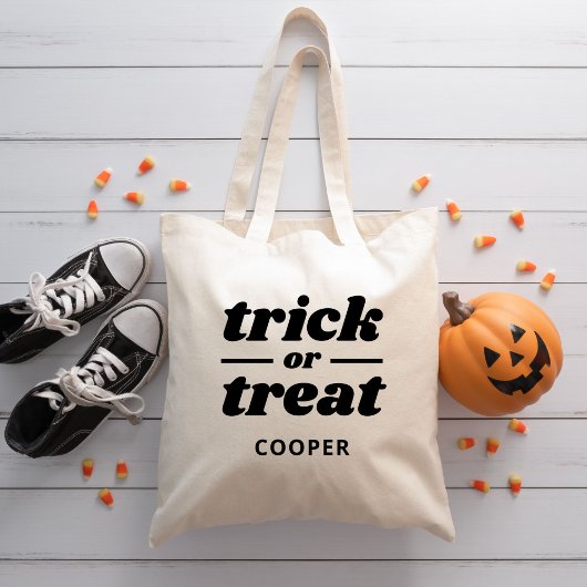 Tote Bag Trick ou traitement Halloween monogramme
