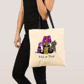 Tote Bag Trick ou traitement Halloween pour sorcière, chat  (Devant (produit))