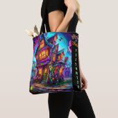 Tote Bag Trick ou traiter Halloween Ville Customisée Tot no (De près)