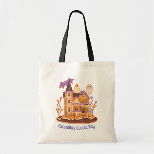 Tote Bag Trick ou traiter Haunted House Candy Personnalisé (Devant)