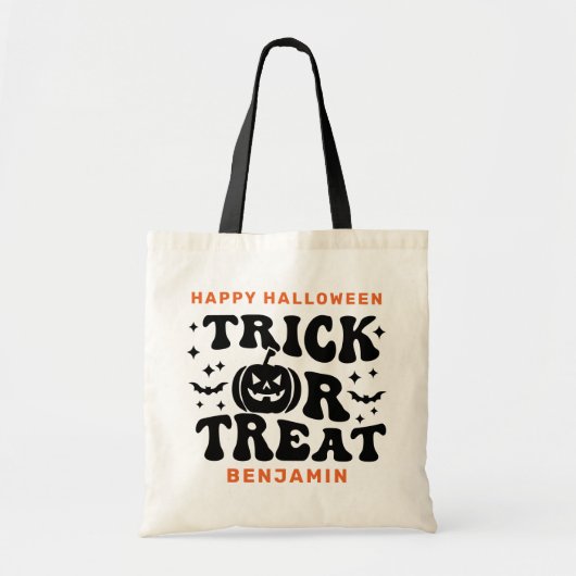 Tote Bag Trick Ou Traiter Retro Simple Personnalisé Hallowe (Devant)