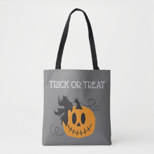 Tote Bag Trick Ou Treat Citrouille Jack-o'-lantern Bat Noir