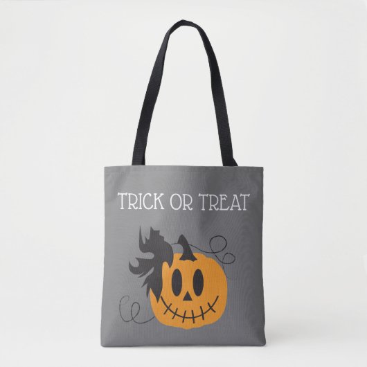 Tote Bag Trick Ou Treat Citrouille Jack-o'-lantern Bat Noir (Devant)