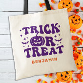 Tote Bag Trick Ou Treat Retro Simple Personnalisé Halloween
