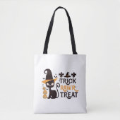 Tote Bag Trick Rawr Treat Black Cat White Halloween (Devant)