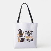 Tote Bag Trick Rawr Treat Black Cat White Halloween (Dos)