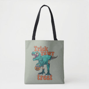 Tote Bag Trick Rawr Treat Zombie T Rex Halloween Dinosaur