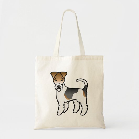 Tote Bag Tricolore Wire Fox Terrier mignon Dessin Cartograp (Devant)