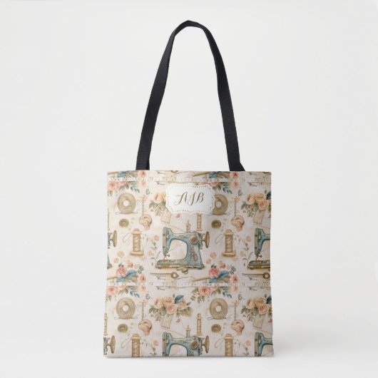 Tote Bag Tricot de couture monogramme personnalisé (Devant)