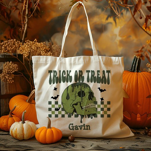 Tote Bag Tricot De Crâne Zombie Personnalisé Ou Traiter Un