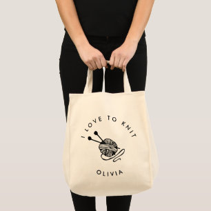 Tote Bag Tricot drôle J'aime Knit Personnalisé