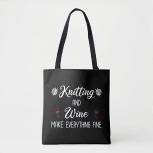 Tote Bag Tricot et vin Rendre tout fin