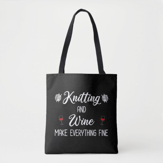 Tote Bag Tricot et vin Rendre tout fin (Devant)