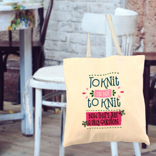 Tote Bag Tricot Phrase Drôle À Tricoter ou pas..Rose