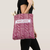 Tote Bag tricot rose personnalisé (De près)